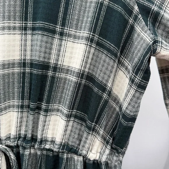 Knox Rose Green & Ivory Plaid Button-Front‎ Long Sleeve Midi Dress Sz 2X Plus - Picture 12 of 16